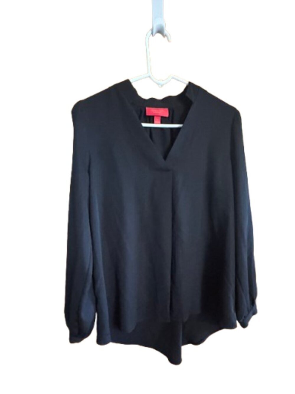 jennifer lopez black top with semi open sleeves, silky, Size Medium (E15)